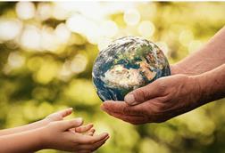 climate change risk planet world hands