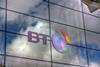 BT logo outside its office in Sevenoaks, UK