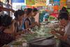 Workers in a candy factory in Vietnam